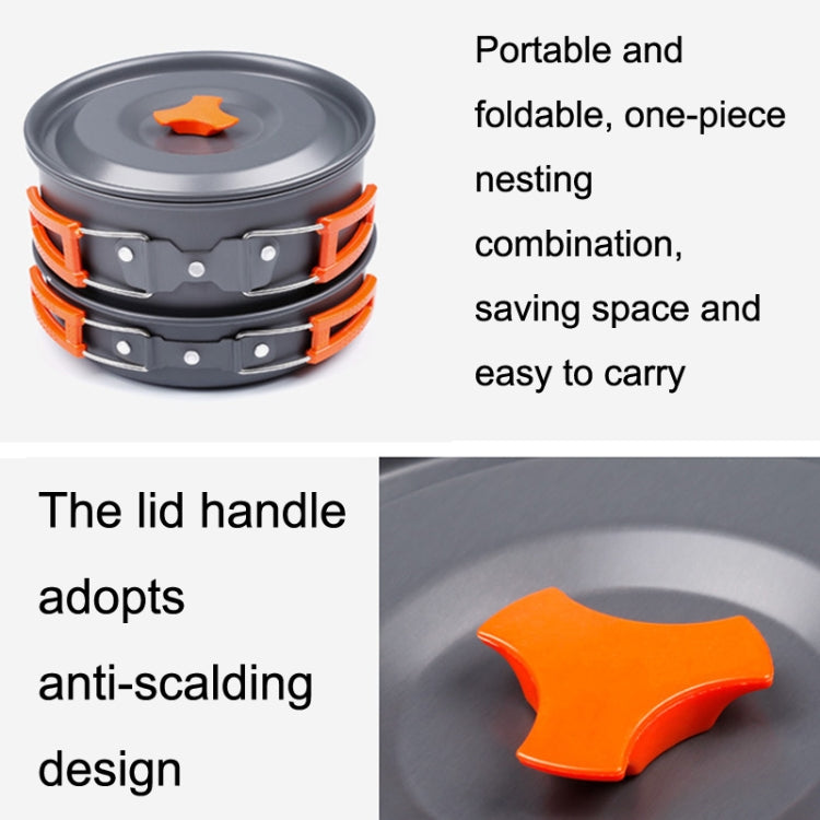 Hewolf HW-K1501 4-5 People Outdoor Aluminum Stove Portable Storage Camping Set, HW-K1501