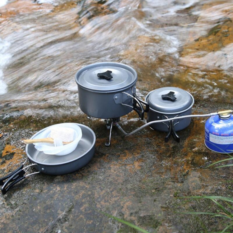 Hewolf HW-K1501 4-5 People Outdoor Aluminum Stove Portable Storage Camping Set, HW-K1501