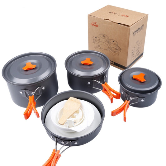 Hewolf HW-K1501 4-5 People Outdoor Aluminum Stove Portable Storage Camping Set, HW-K1501